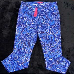 Lilly Pulitzer South Ocean Skinny Crop Pants Coastal Blue Size 14
